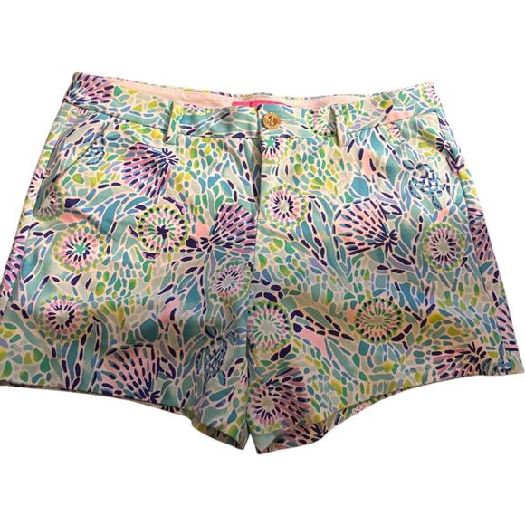 Lilly Pulitzer Callahan Knit Shorts, Blue Ibiza Open Water Print, Size 6 - Picture 1 of 4